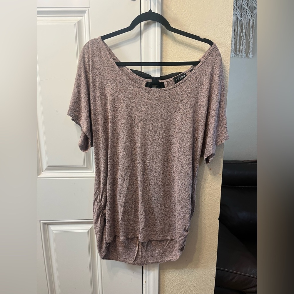 Tempted Women's Mauve Short Sleeve Top Size 1X Pre♥️ Gorgeous Back!
